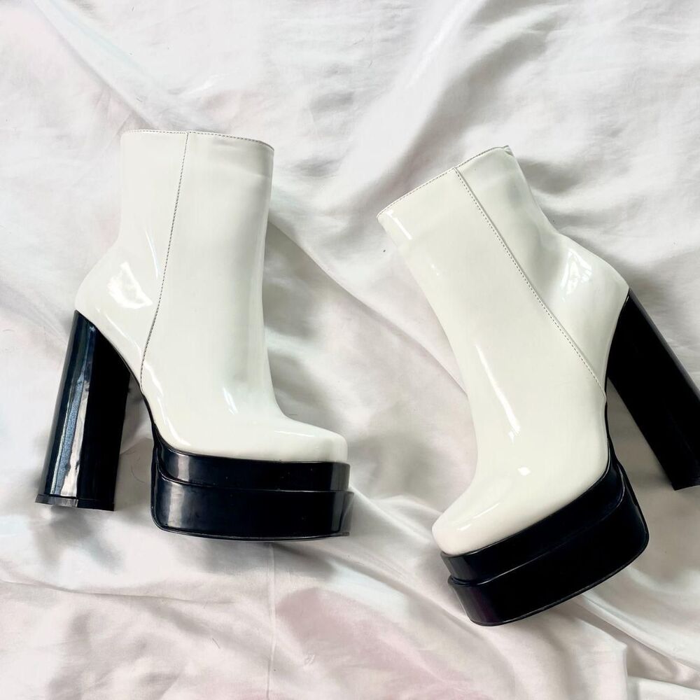 Azalea Wang White Mateo Patent Platform Boots SOLD OUT US 8.5